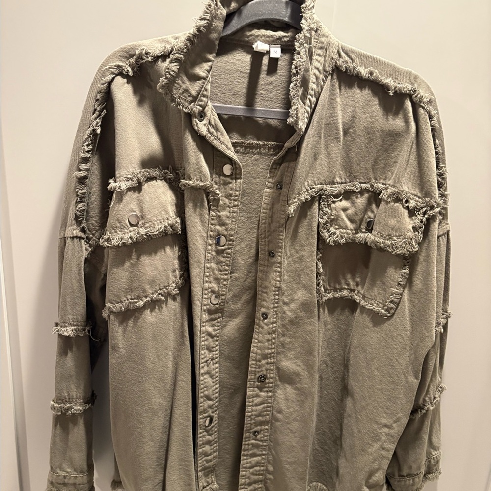 Elan Olive Green Textured Shirt